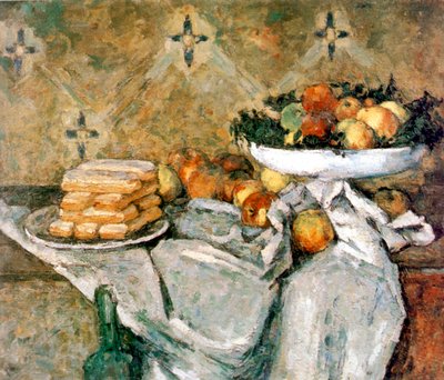 Plate with Fruits and Sponge Fingers by Paul Cézanne